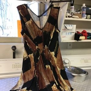 Brown patterned Vera Wang sleeveless dress